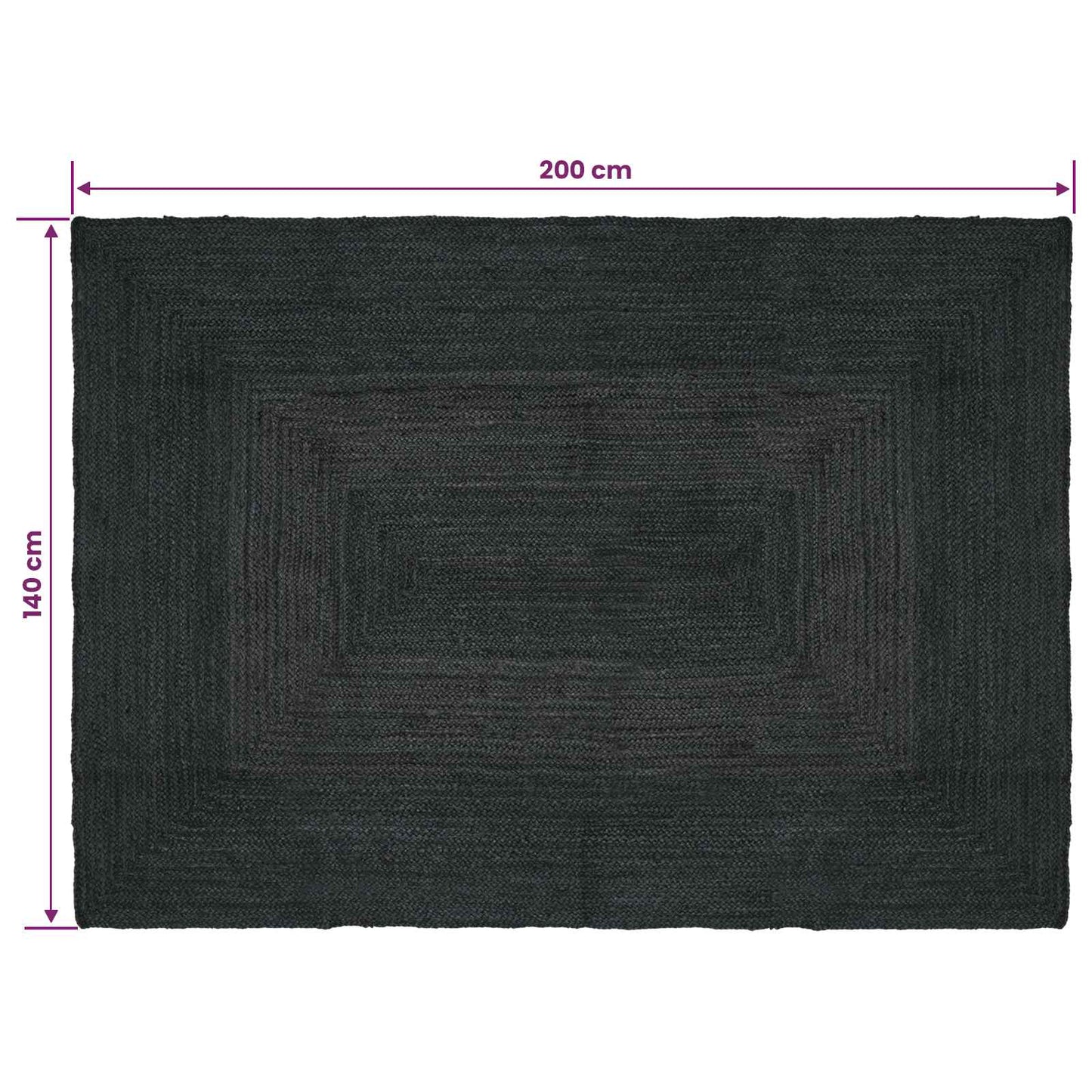 Zoninės kiliminės dangos Tamsiai pilka 140 x 200 cm Džiutas