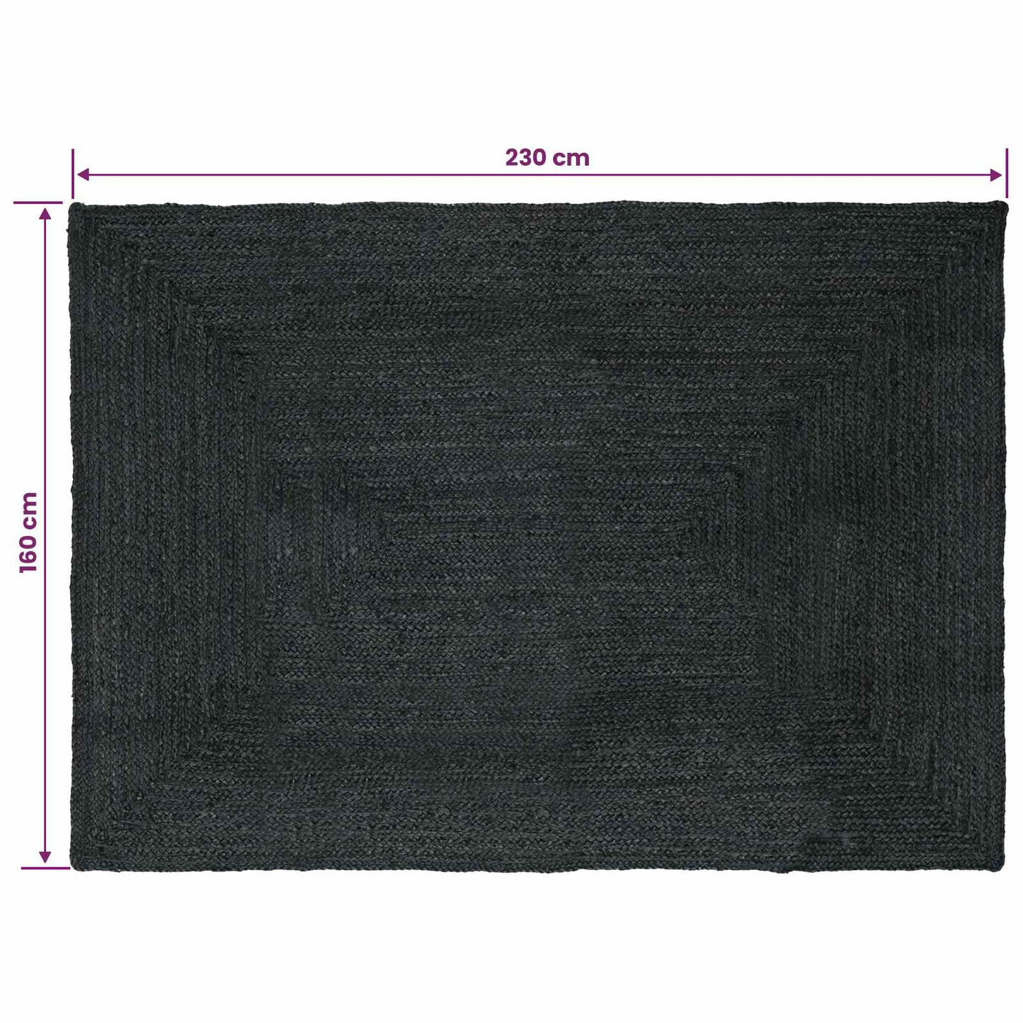 Zoninės kiliminės dangos Tamsiai pilka 160 x 230 cm Džiutas