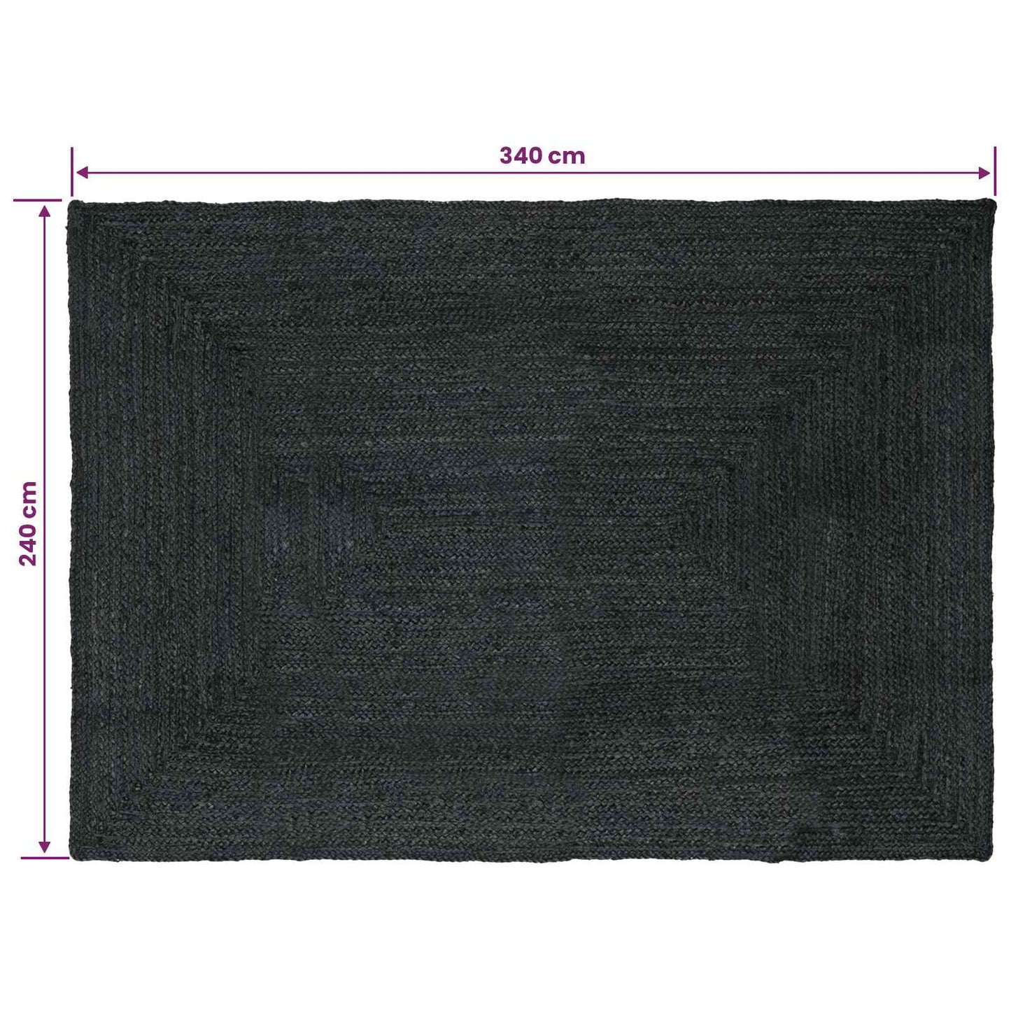 Zoninės kiliminės dangos Tamsiai pilka 240 x 340 cm Džiutas