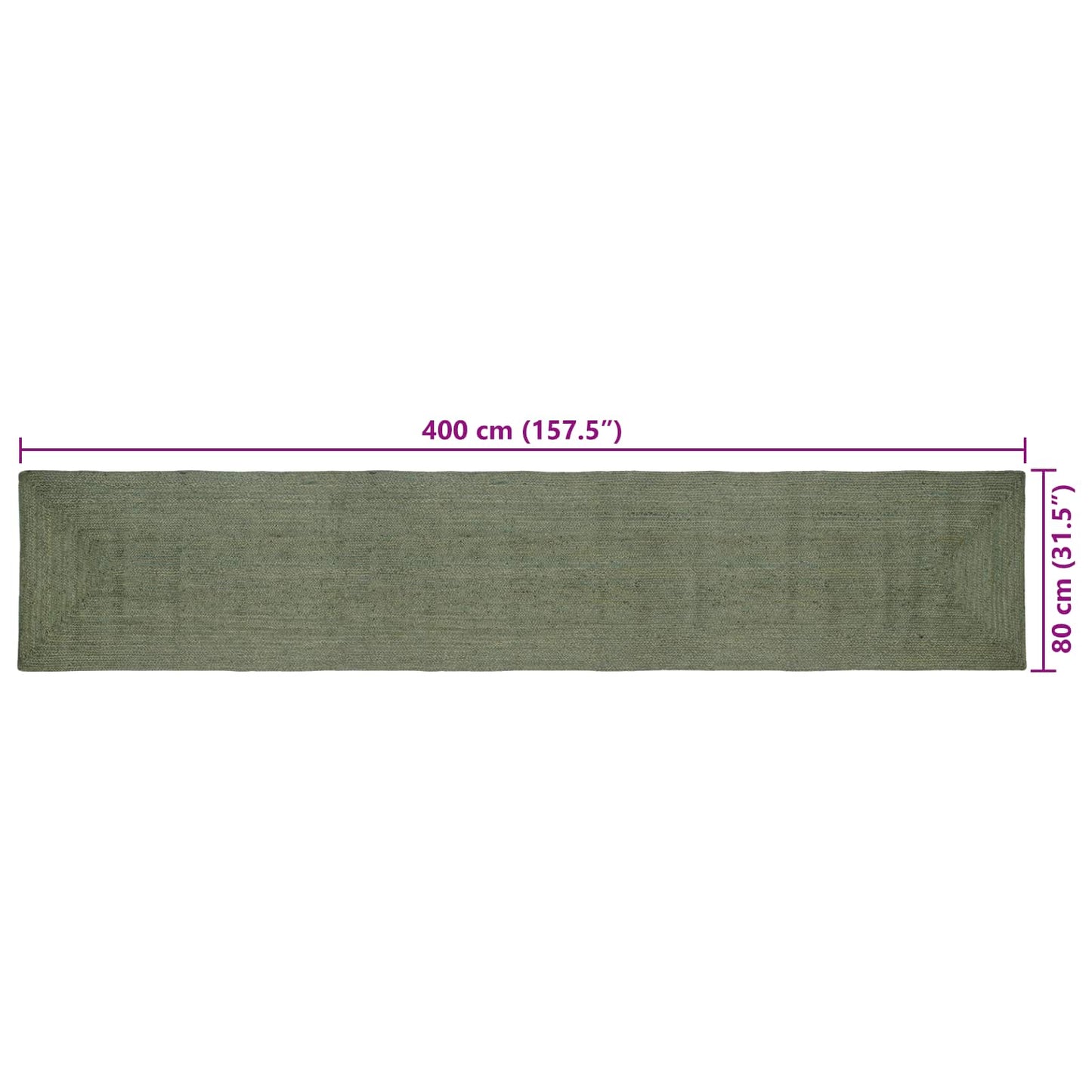 Zoninės kiliminės dangos Alyvuogių žalia 80 x 400 cm Džiutas