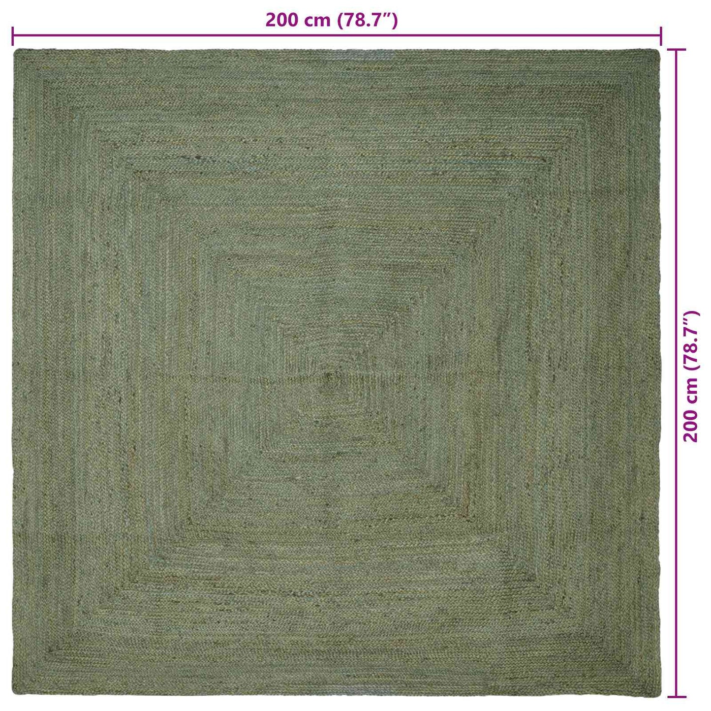 Zoninės kiliminės dangos Alyvuogių žalia 200 x 200 cm Džiutas