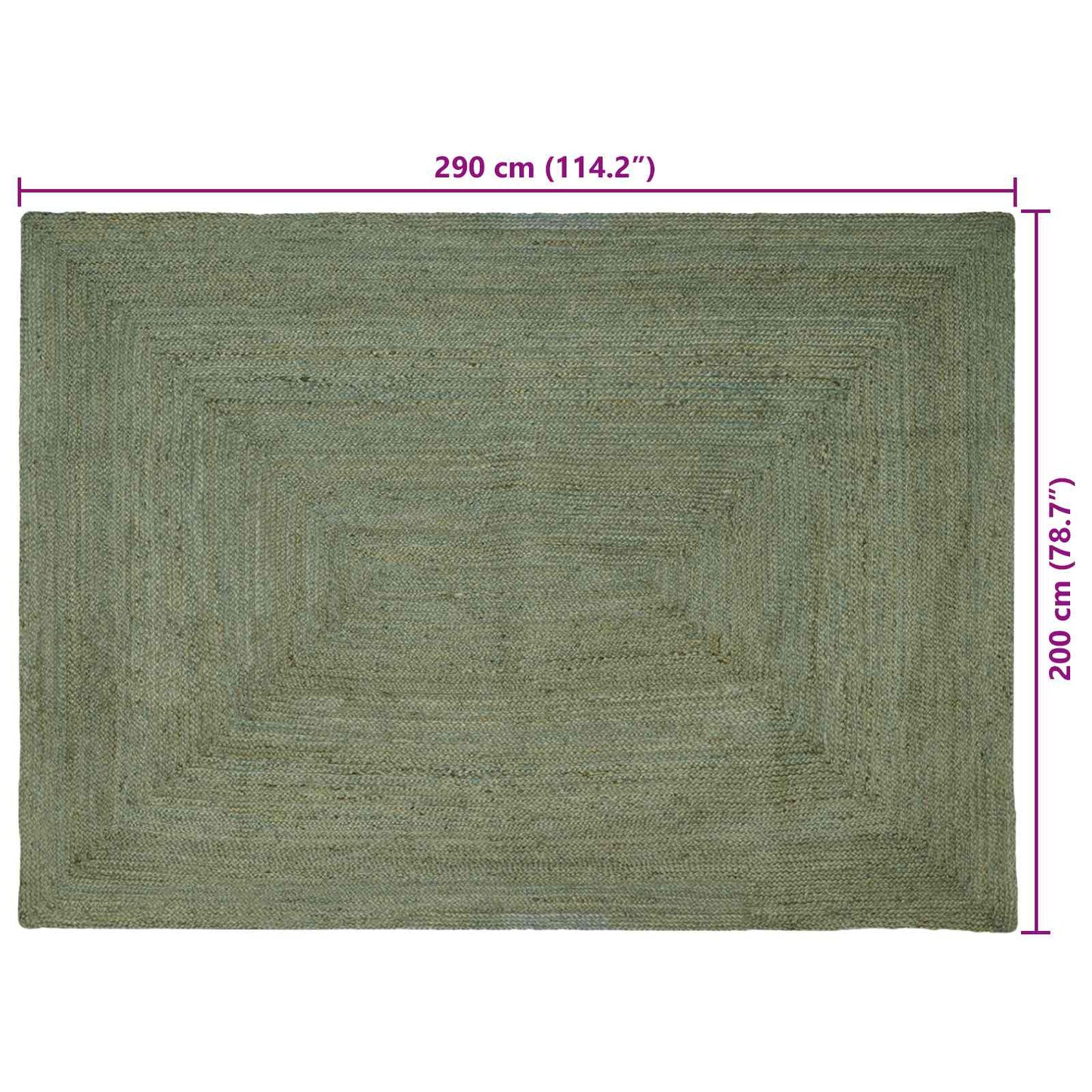 Zoninės kiliminės dangos Alyvuogių žalia 200 x 290 cm Džiutas