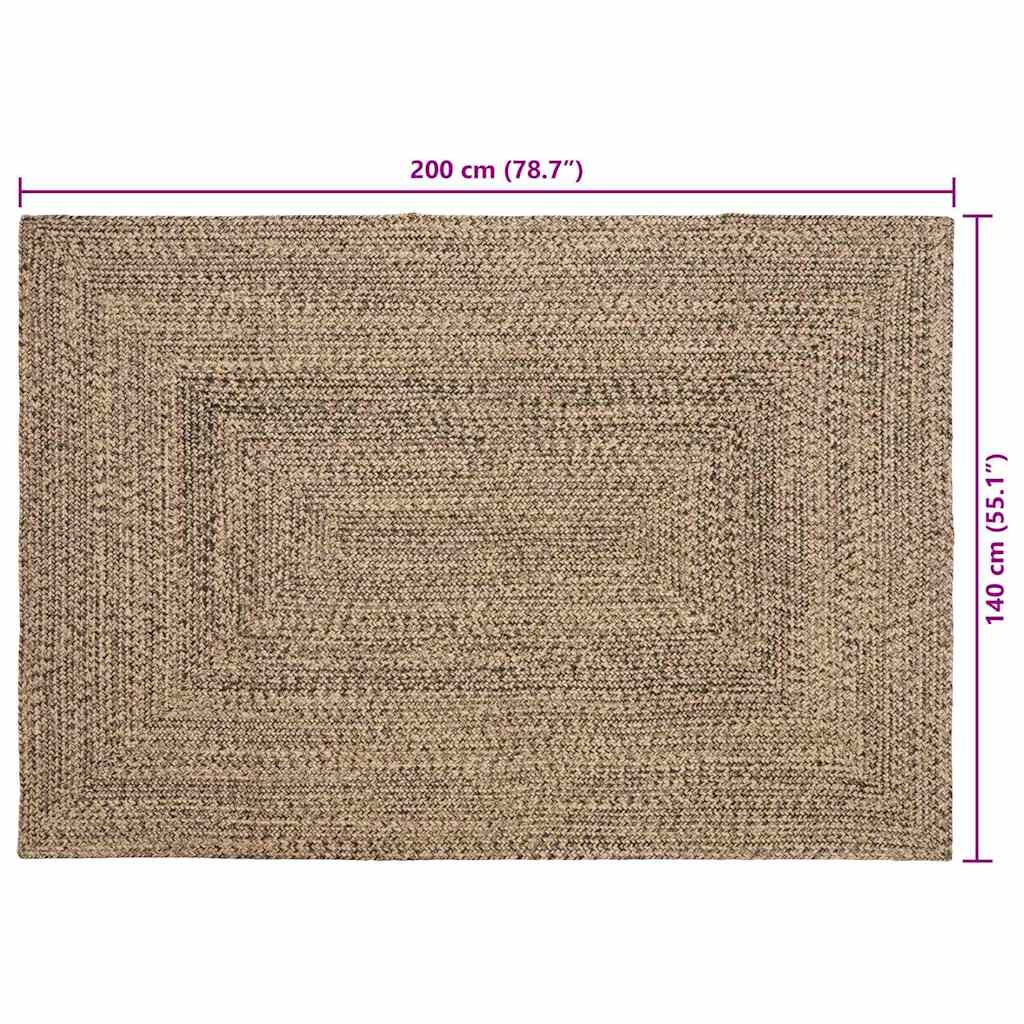 Zoninės kiliminės dangos Natūrali ir juoda 140 x 200 cm Džiutas