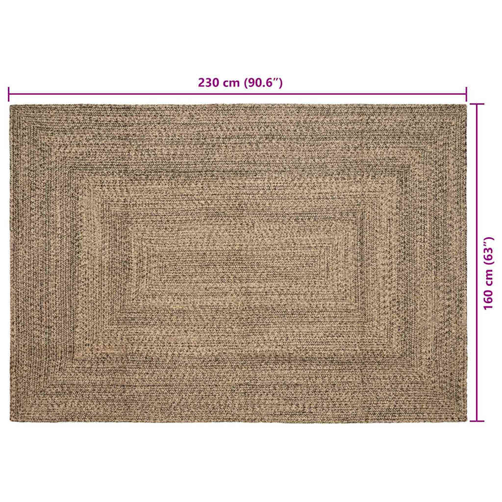 Kilimas Natūralios ir juodos spalvos 160 x 230 cm Džiutas