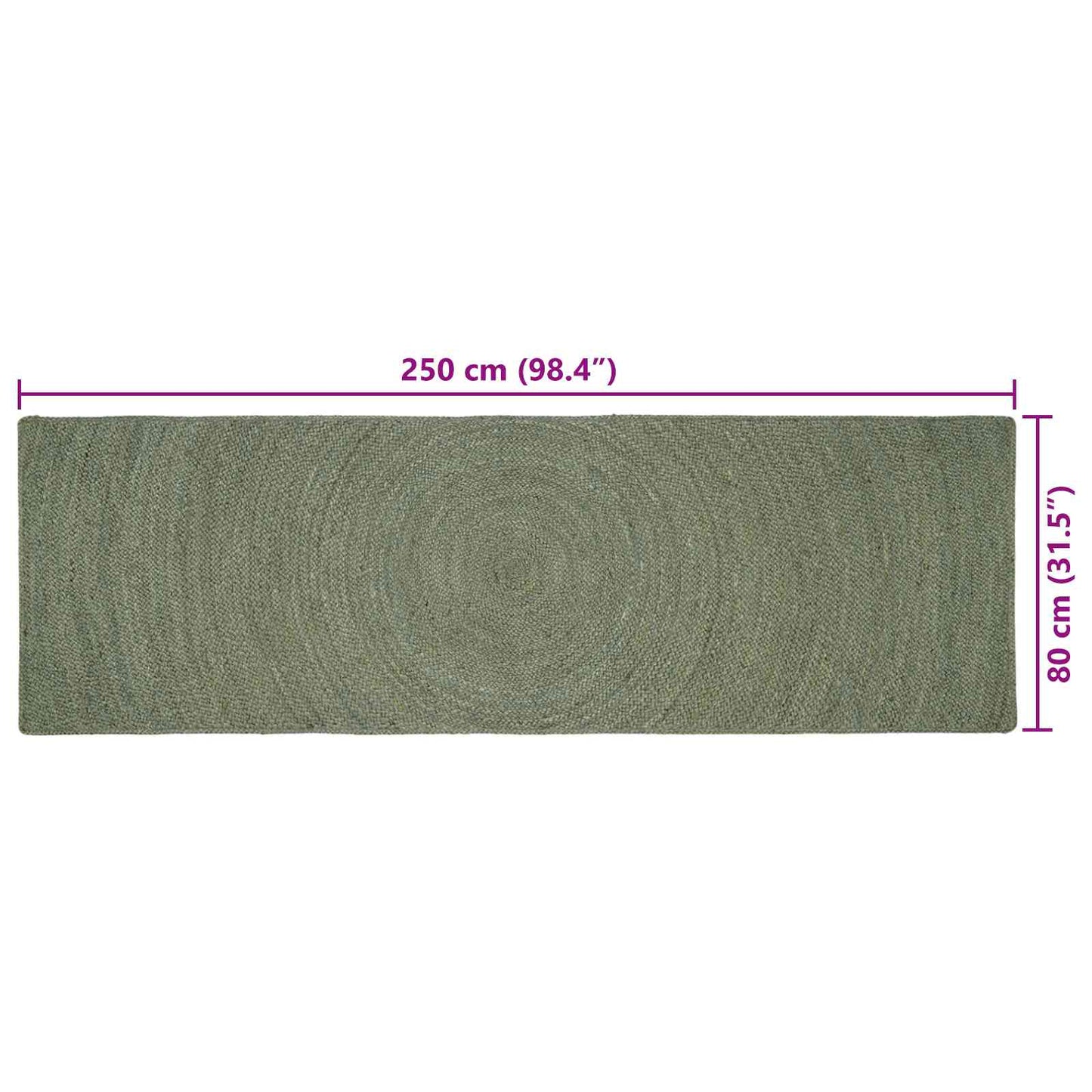 Zoninės kiliminės dangos Alyvuogių žalia 80 x 250 cm Džiutas