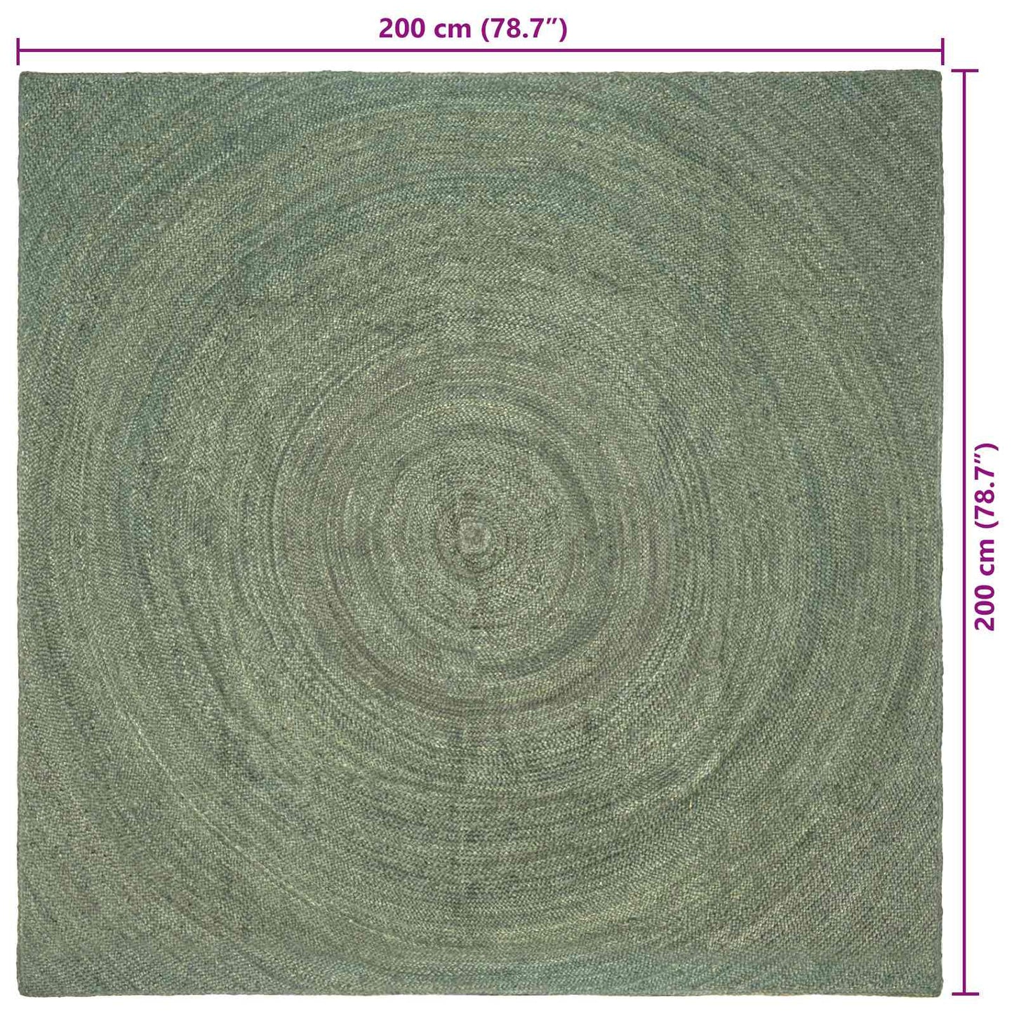 Zoninės kiliminės dangos Alyvuogių žalia 200 x 200 cm Džiutas