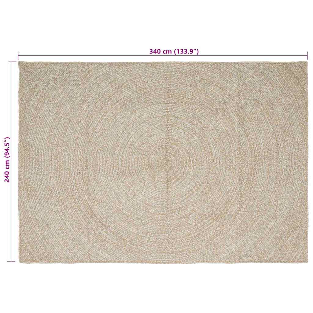 Zoninės kiliminės dangos Natūrali ir Balta 240 x 340 cm Džiutas