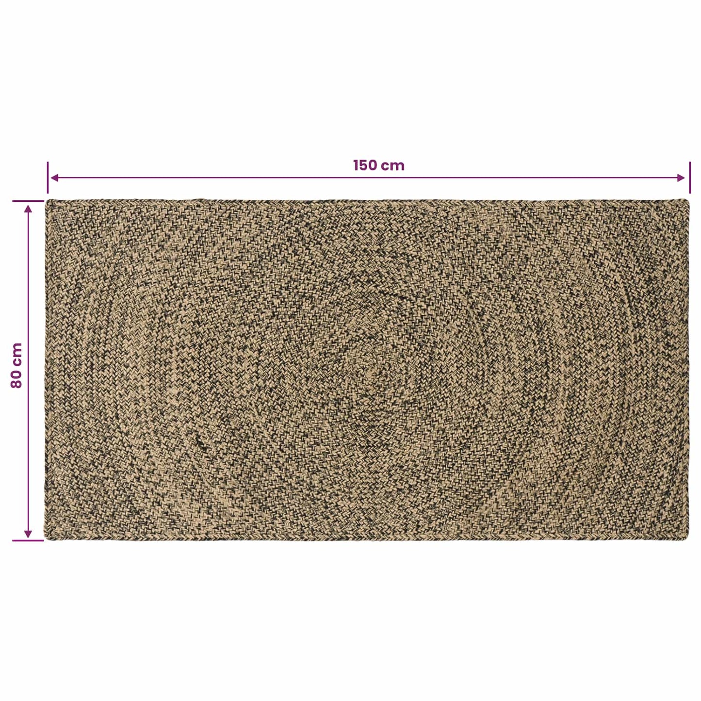 Zoninės kiliminės dangos Natūrali ir juoda 80 x 150 cm Džiutas