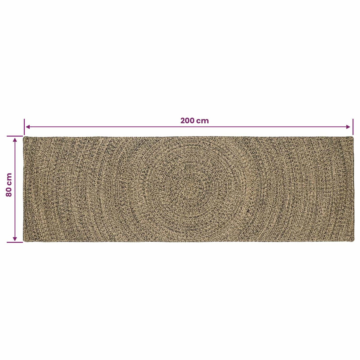 Zoninės kiliminės dangos Natūrali ir juoda 80 x 200 cm Džiutas