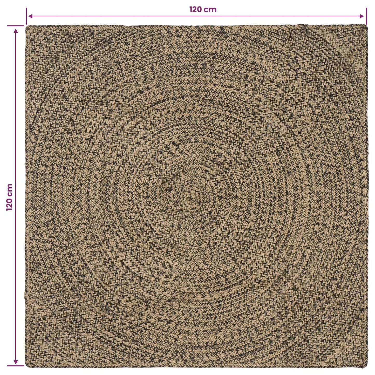 Zoninės kiliminės dangos Natūrali ir juoda 120 x 120 cm Džiutas