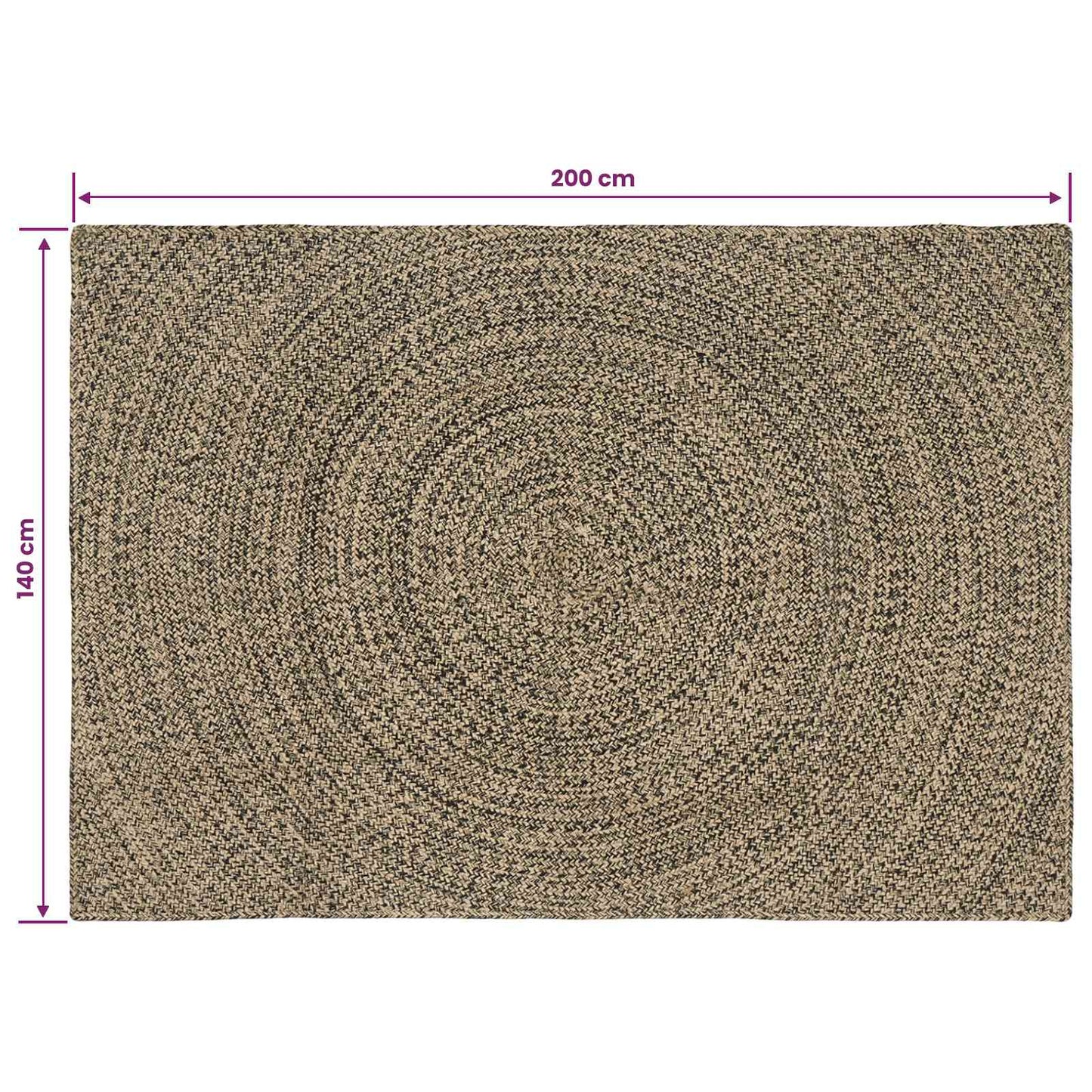 Zoninės kiliminės dangos Natūrali ir juoda 140 x 200 cm Džiutas
