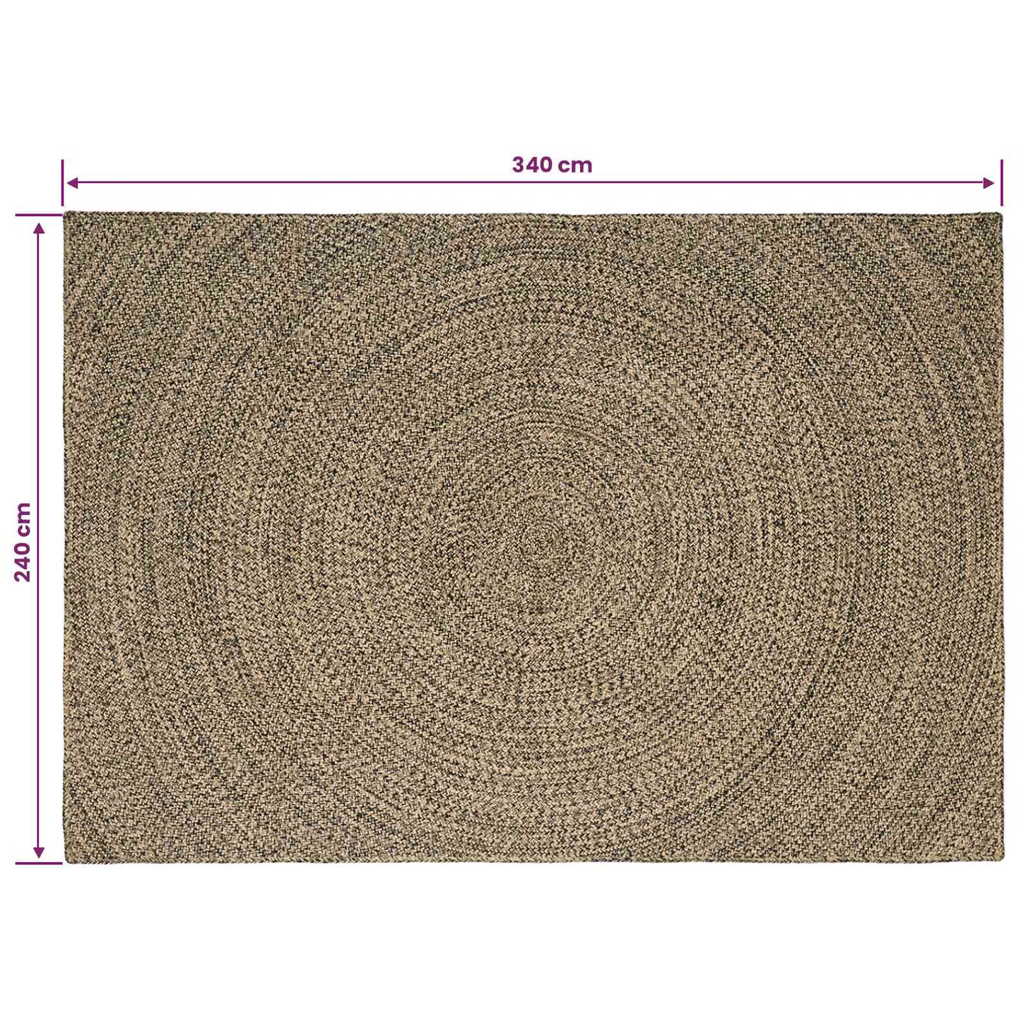 Zoninės kiliminės dangos Natūrali ir juoda 240 x 340 cm Džiutas