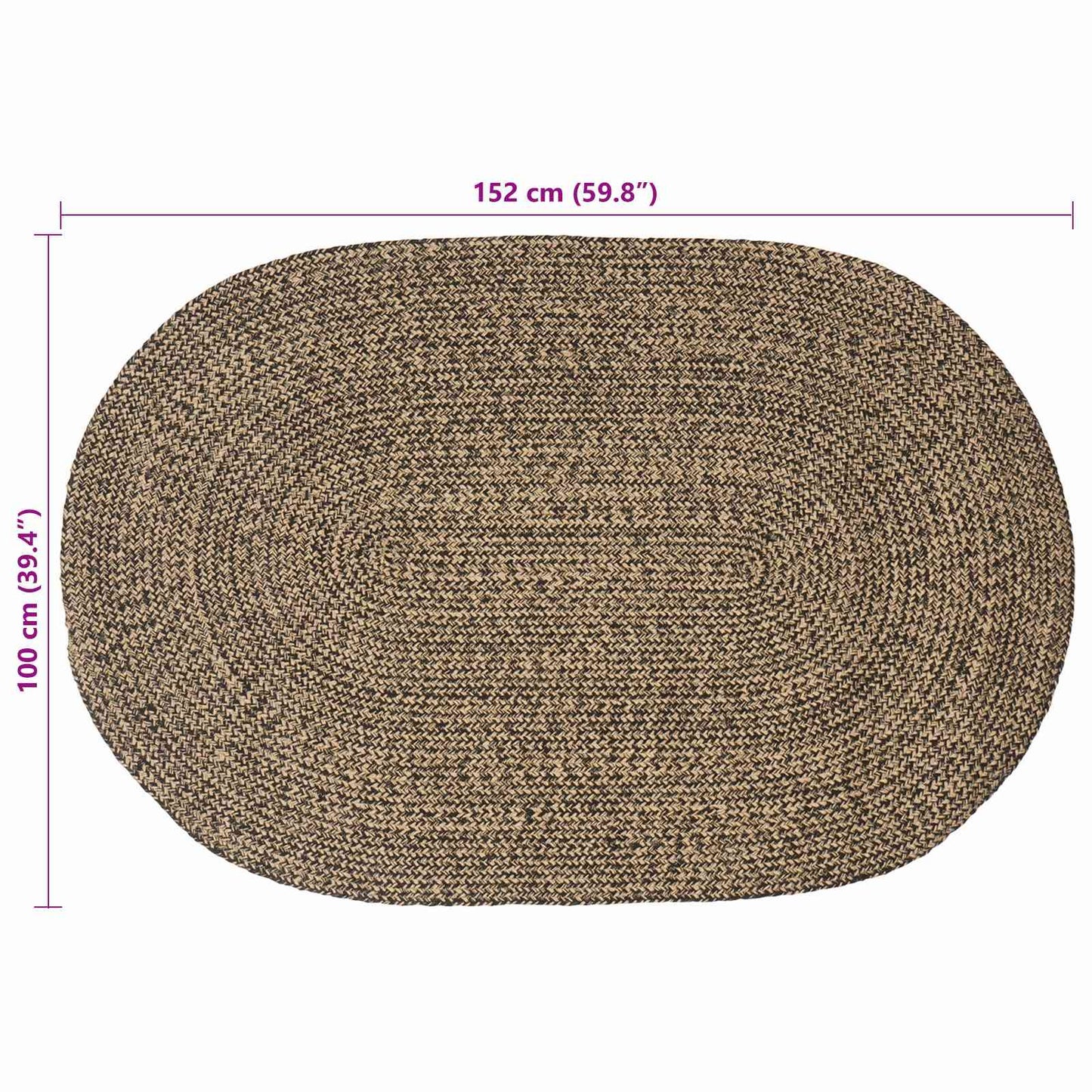 Zoninės kiliminės dangos Juoda 100 x 152 cm Džiutas