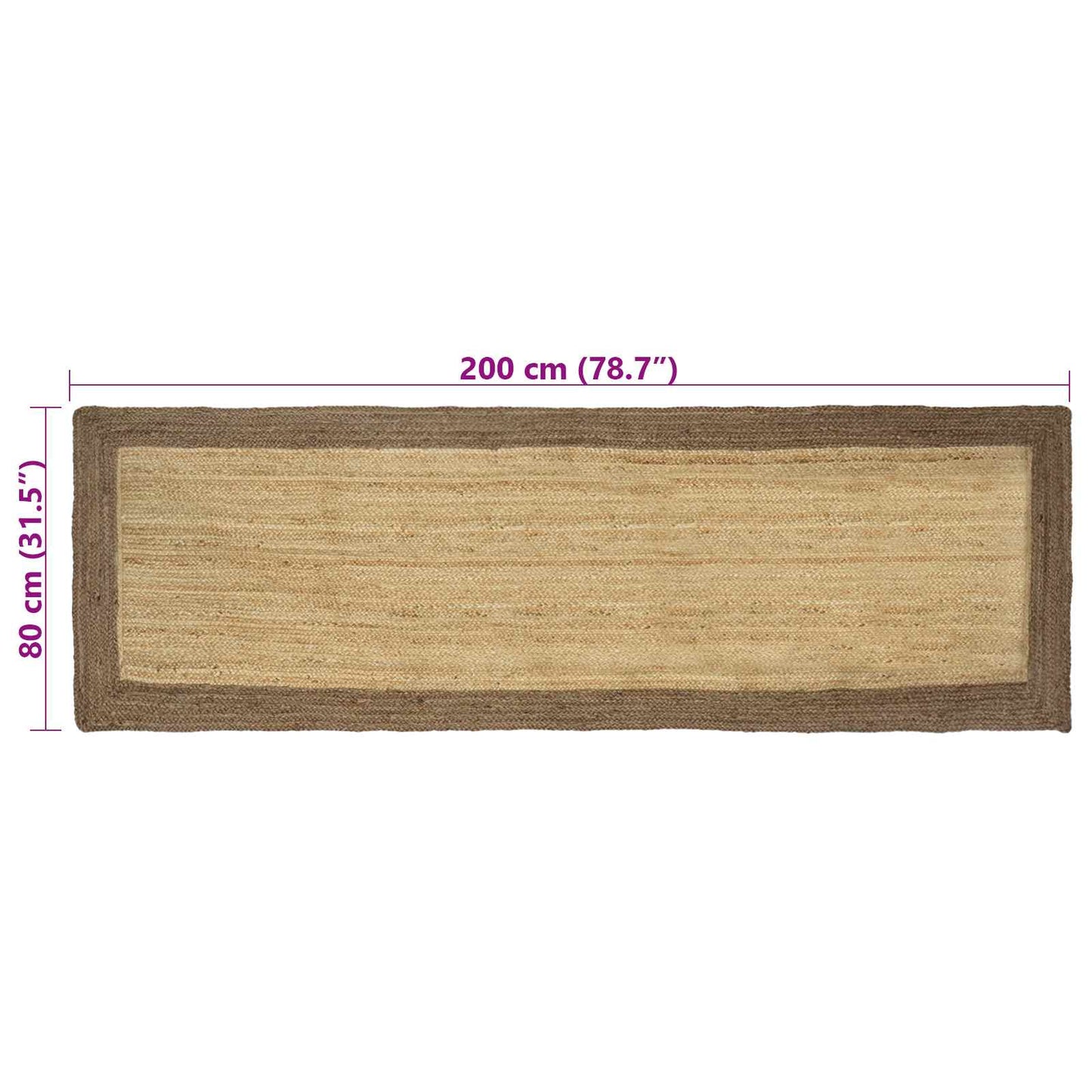 Zoninės kiliminės dangos Natūrali ir pilka 80 x 200 cm Džiutas