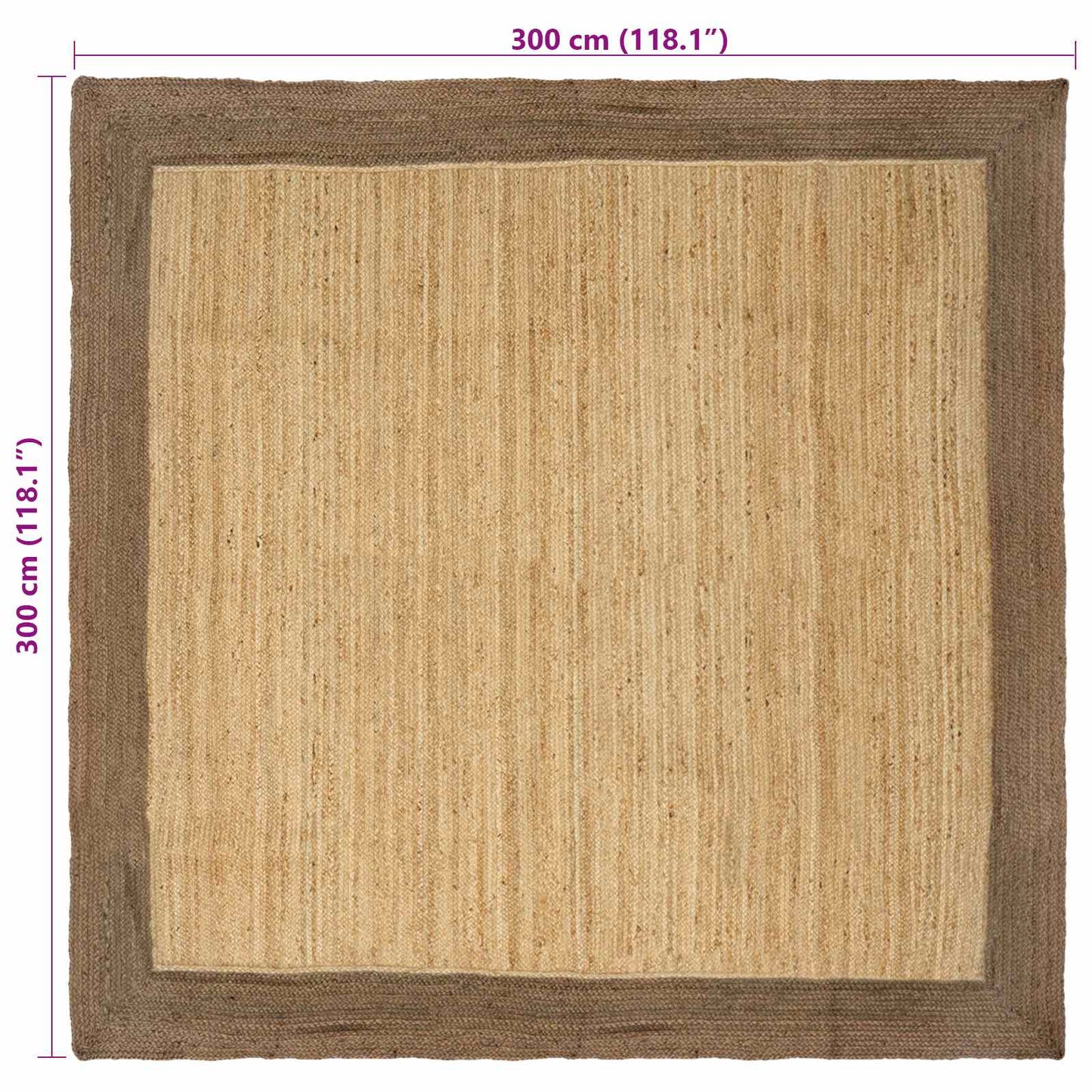 Zoninės kiliminės dangos Natūrali ir pilka 300 x 300 cm Džiutas
