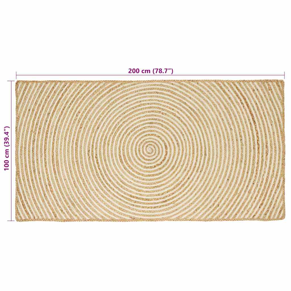 Kilimas Natūrali ir Balta 100 x 200 cm Džiutas