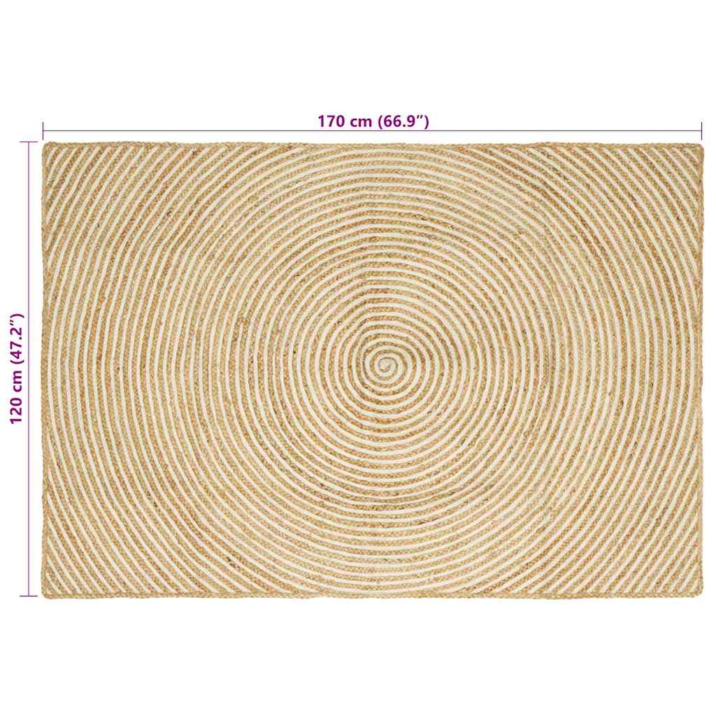 Kilimas Natūrali ir Balta 120 x 170 cm Džiutas