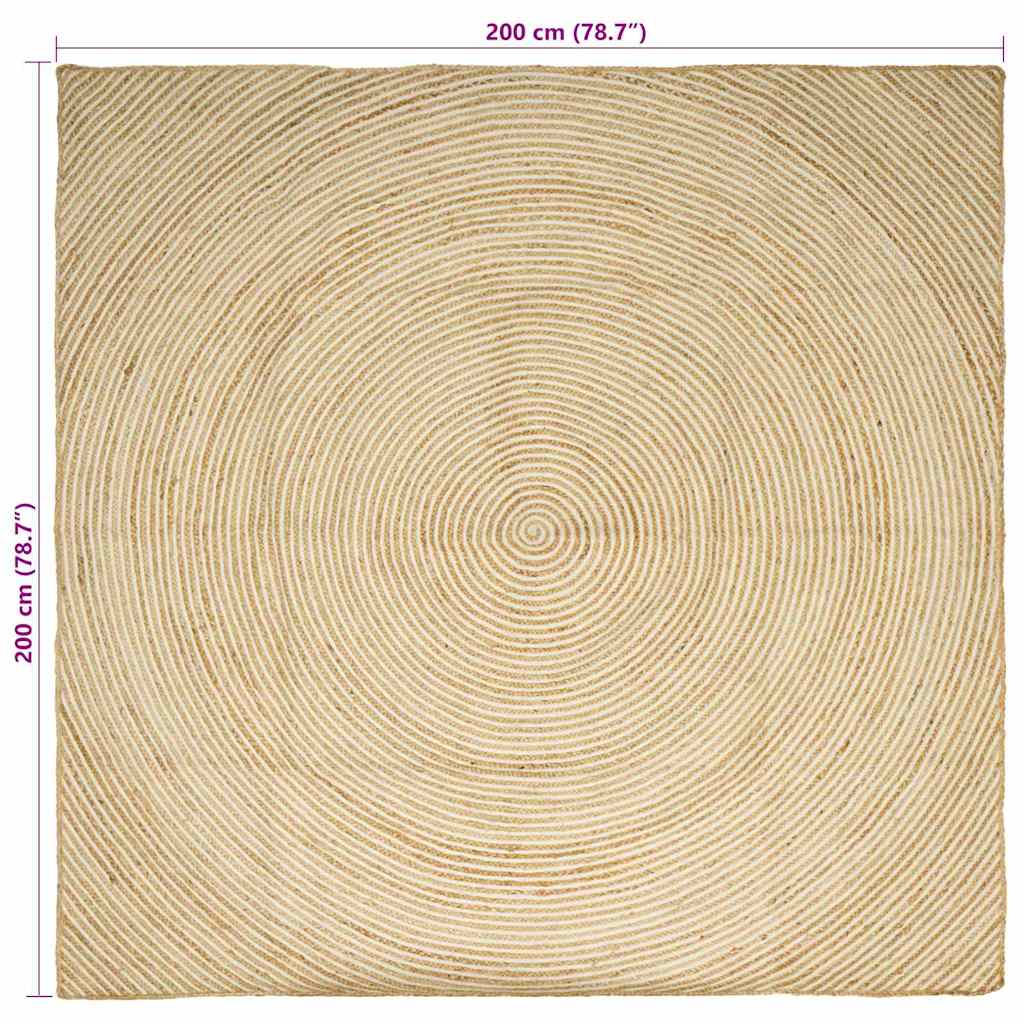 Kilimas Natūrali ir Balta 200 x 200 cm Džiutas