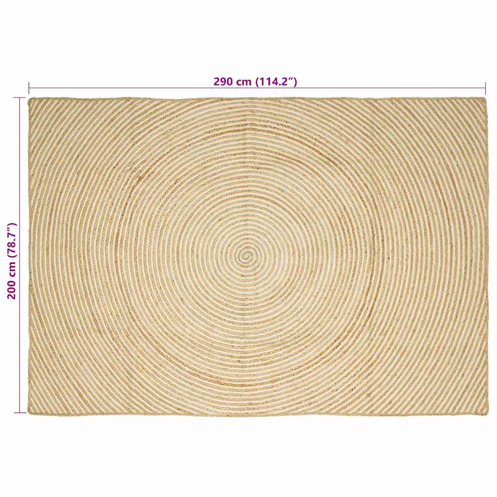 Kilimas Natūrali ir Balta 200 x 290 cm Džiutas