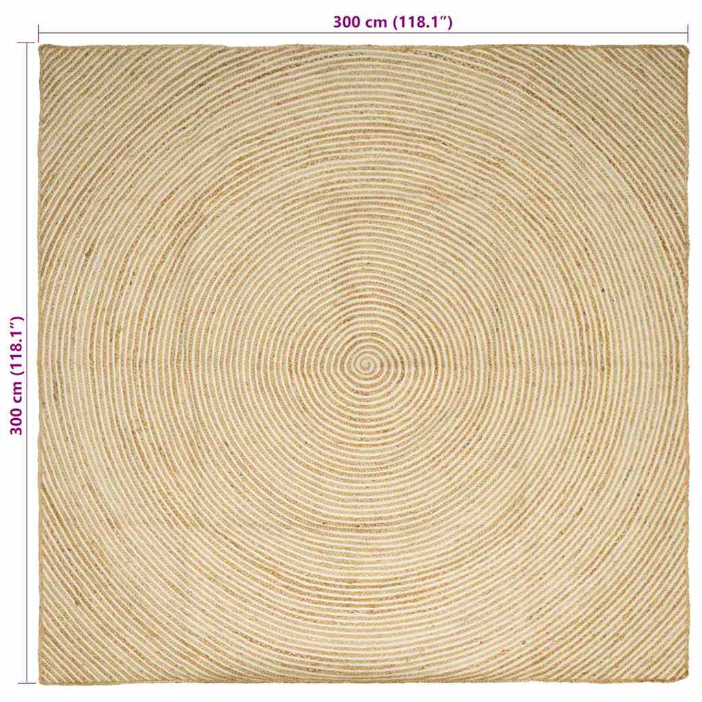 Kilimas Natūrali ir Balta 300 x 300 cm Džiutas