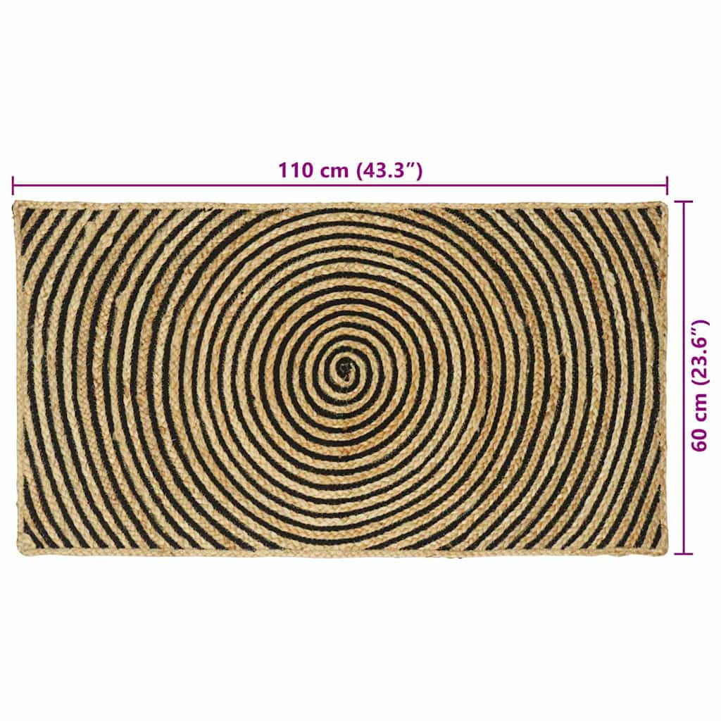 Kilimas Natūrali ir juoda 60 x 110 cm Džiutas
