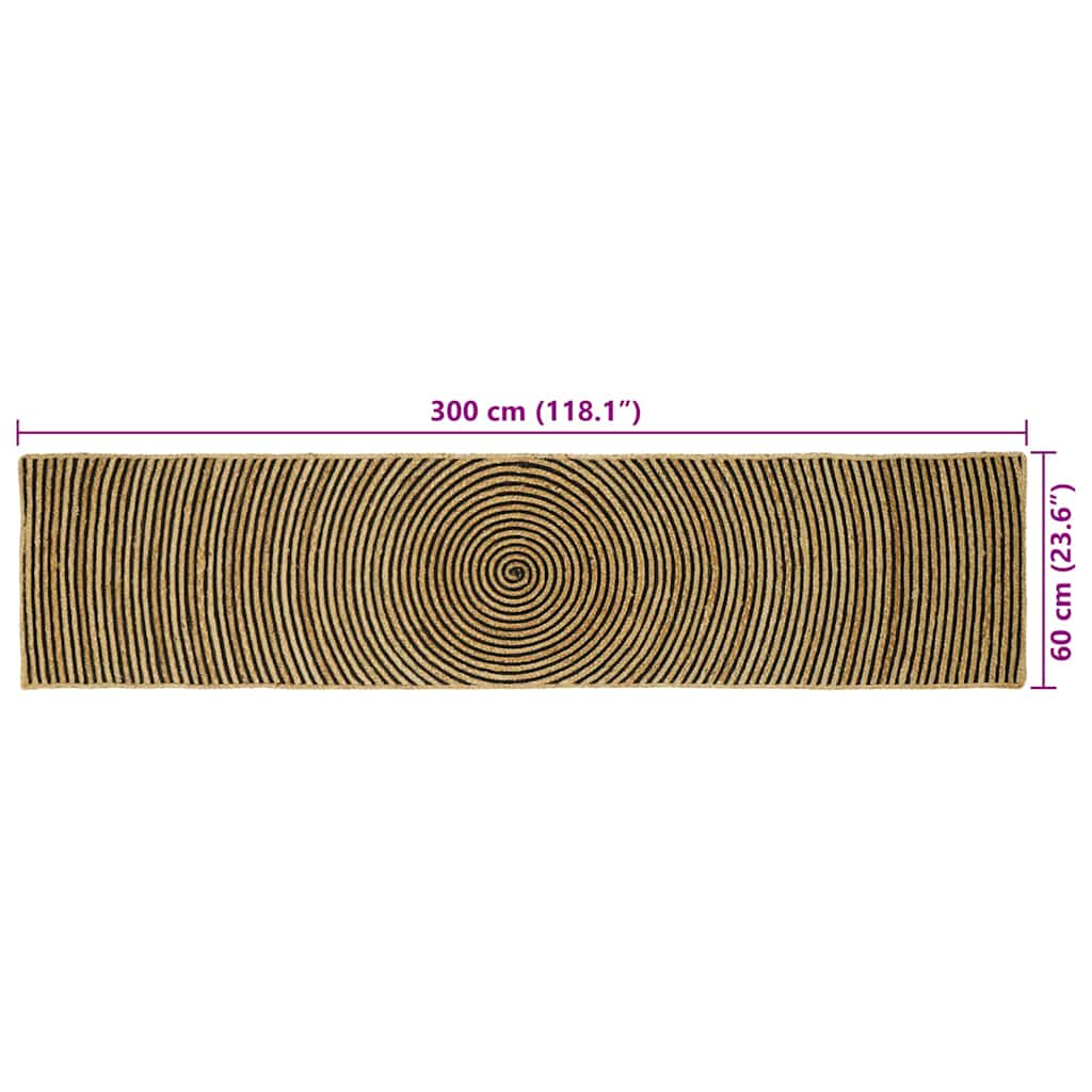 Kilimas Natūrali ir juoda 60 x 300 cm Džiutas