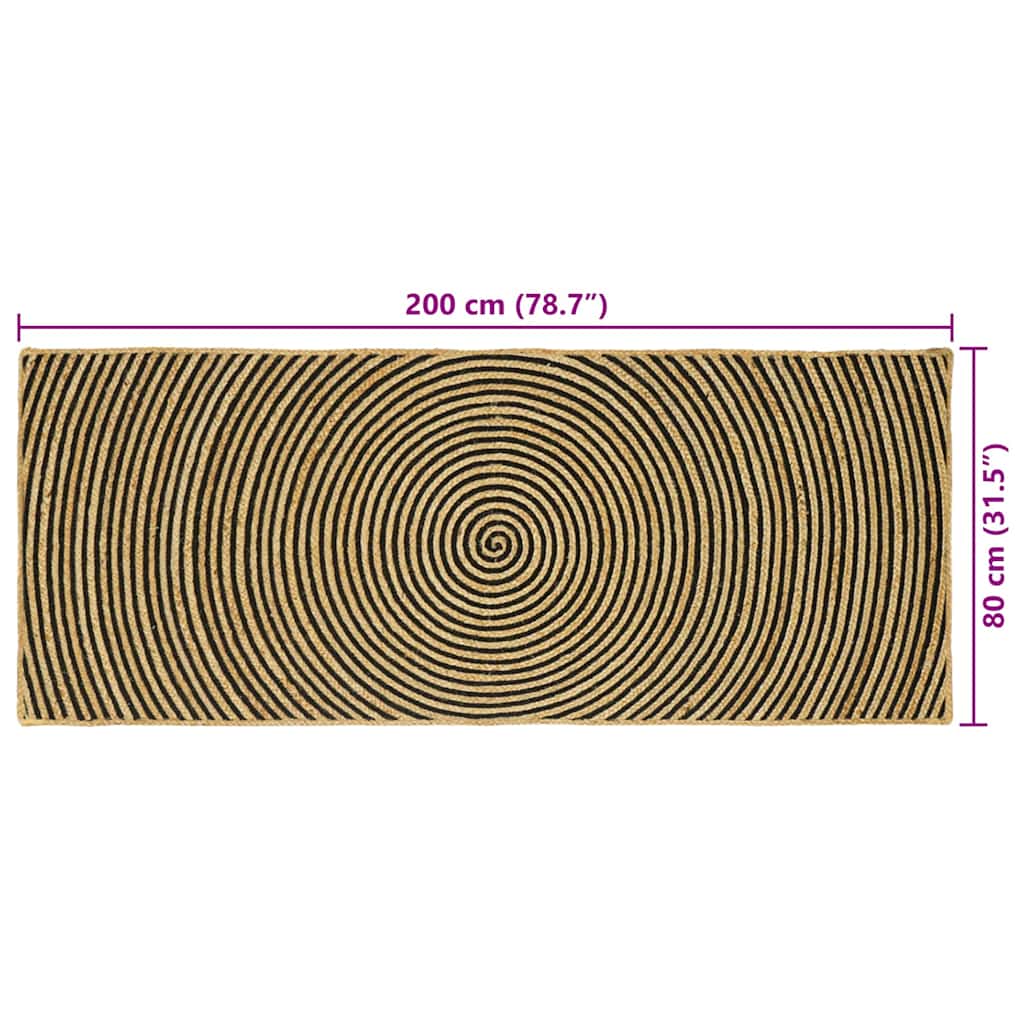 Kilimas Natūrali ir juoda 80 x 200 cm Džiutas