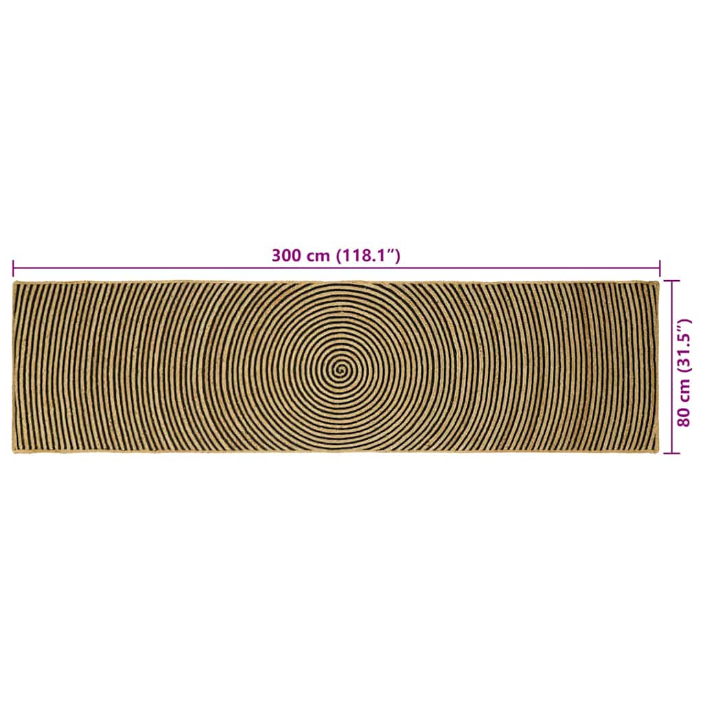 Kilimas Natūrali ir juoda 80 x 300 cm Džiutas
