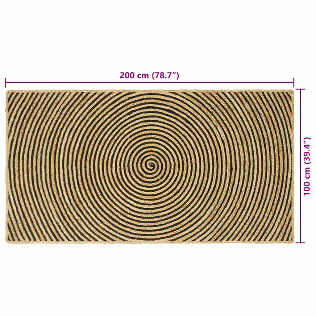 Kilimas Natūrali ir juoda 100 x 200 cm Džiutas
