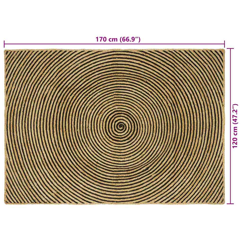 Kilimas Natūrali ir juoda 120 x 170 cm Džiutas