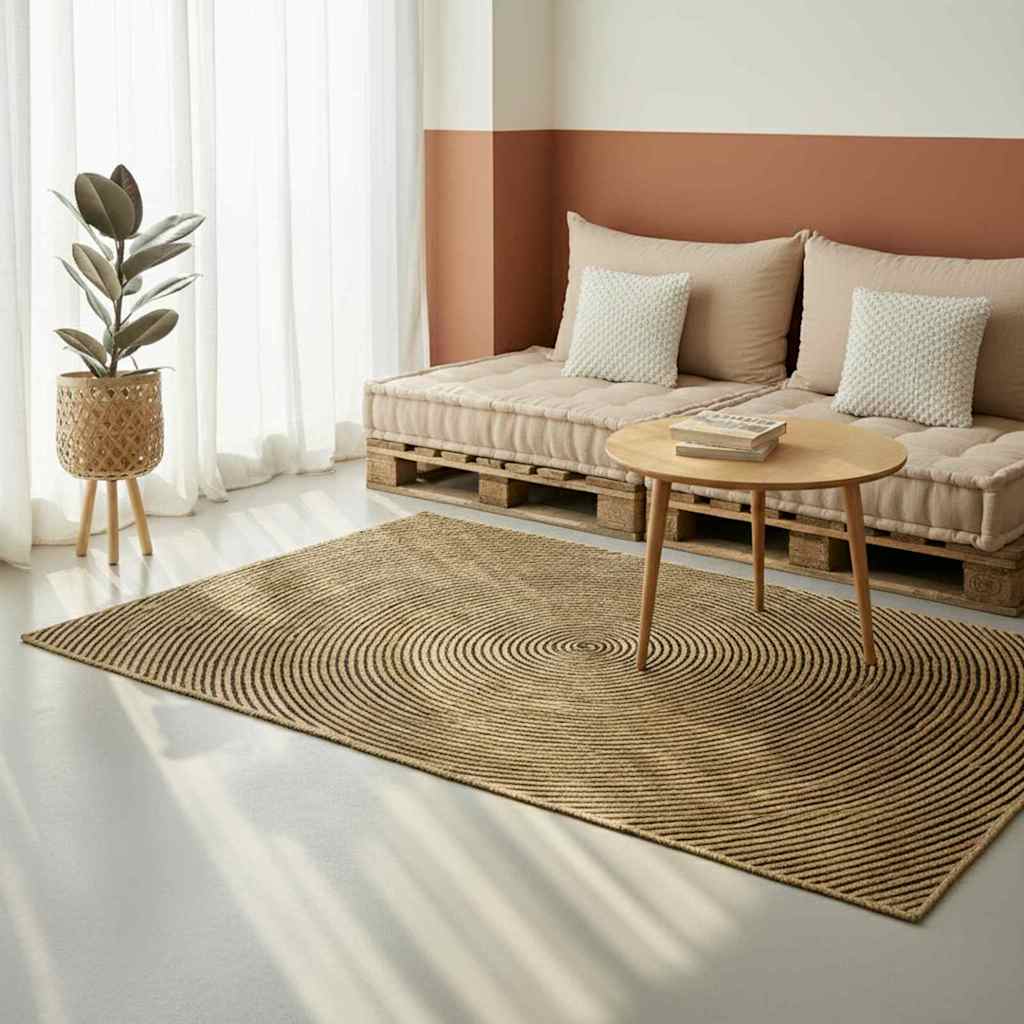 Kilimas Natūrali ir juoda 200 x 200 cm Džiutas