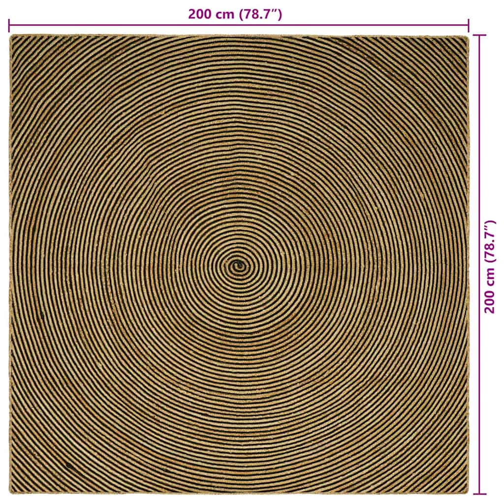 Kilimas Natūrali ir juoda 200 x 200 cm Džiutas