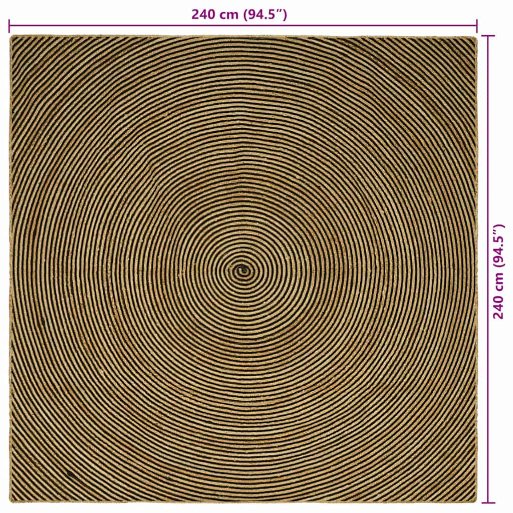 Kilimas Natūrali ir juoda 240 x 240 cm Džiutas