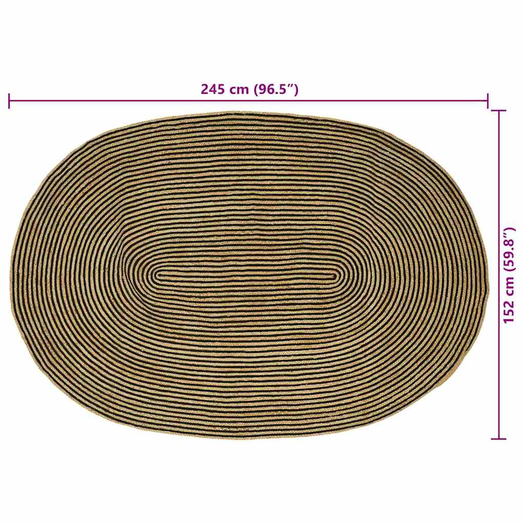Kilimas Natūrali ir juoda 152 x 245 cm Džiutas
