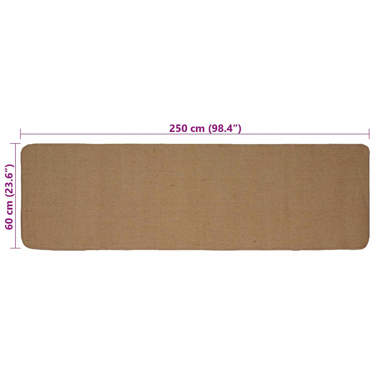 Kilimas Šviesiai rudas 60 x 250 cm Džiutas