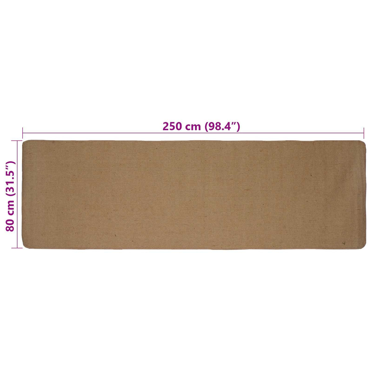 Kilimas Šviesiai rudas 80 x 250 cm Džiutas