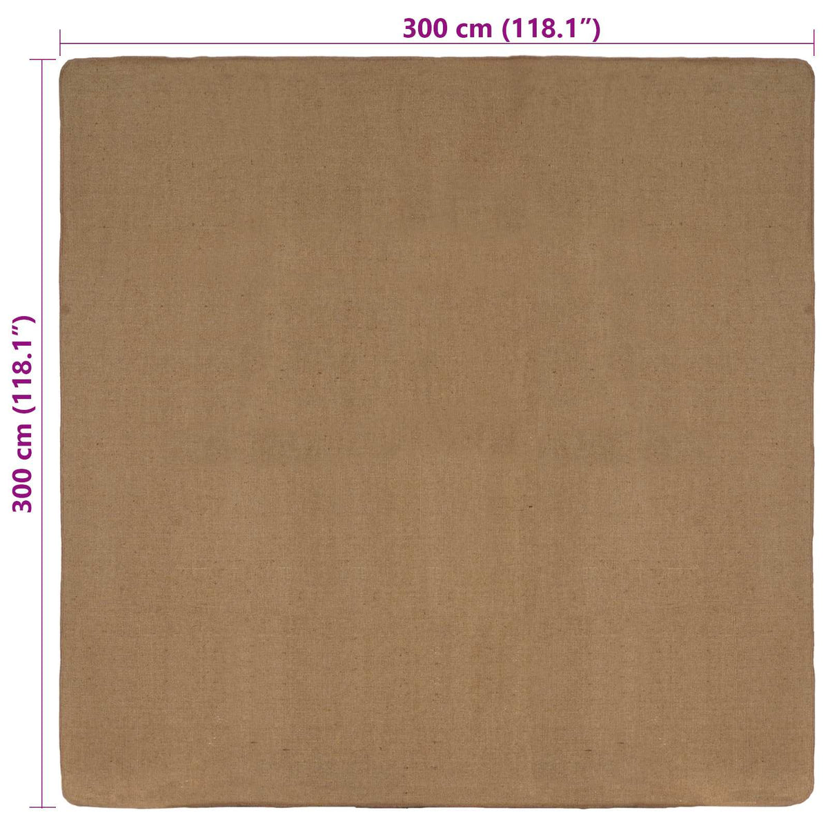 Kilimas Šviesiai rudas 300 x 300 cm Džiutas