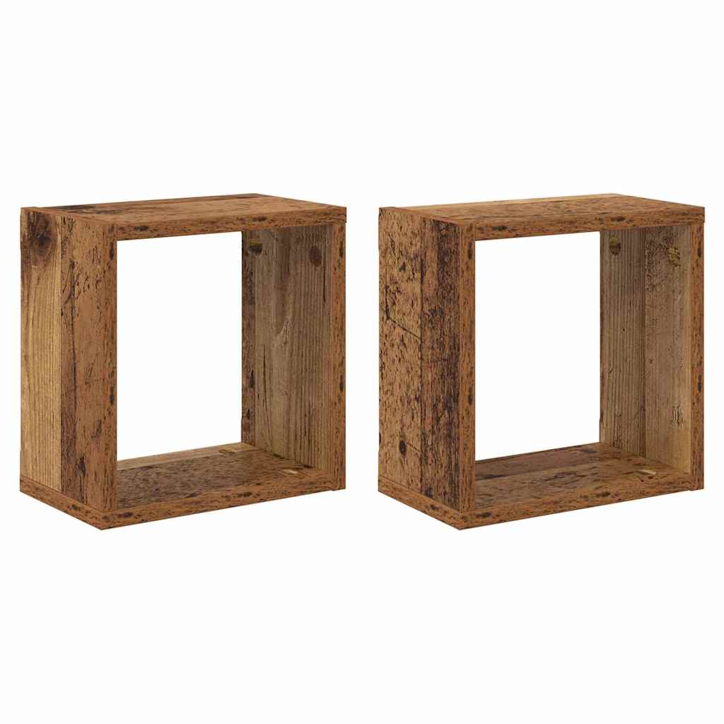 Sieninės lentynos su lentyna 2 pcs Sena mediena 26 x 15 x 26 cm