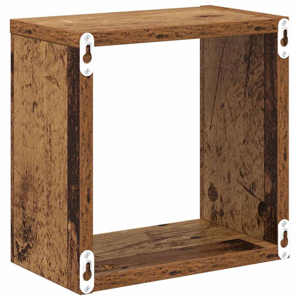 Sieninės lentynos su lentyna 2 pcs Sena mediena 26 x 15 x 26 cm