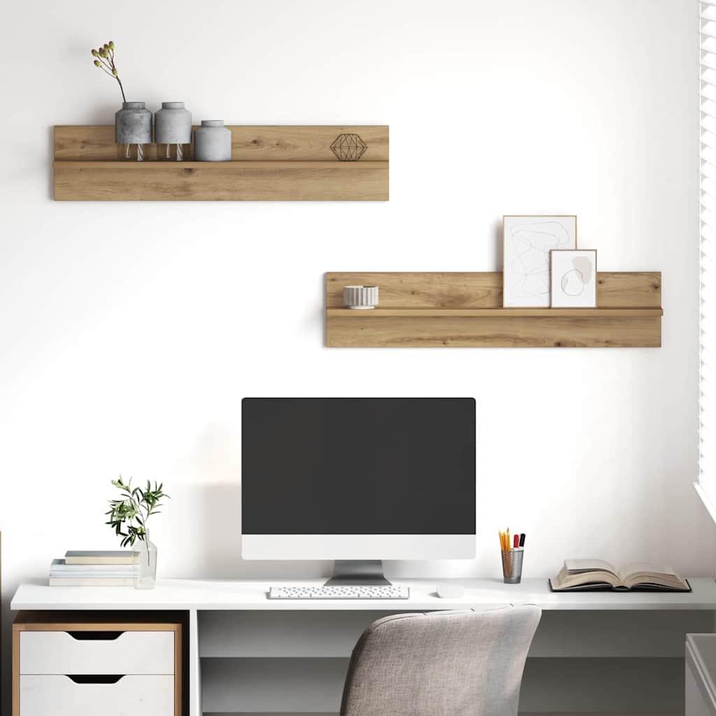 Sieninės lentynos 2 pcs artisano ąžuolo 80 x 11.5 x 18 cm