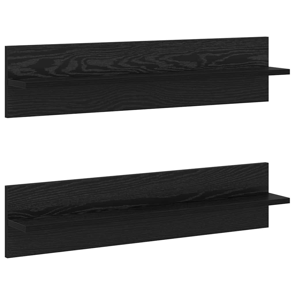 Sieninės lentynos 2 pcs juoda ąžuolo 80 x 11.5 x 18 cm
