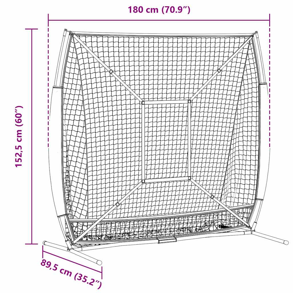 Beisbolas ir softbolas Juoda 180 x 90 x 153 cm Poliesteris