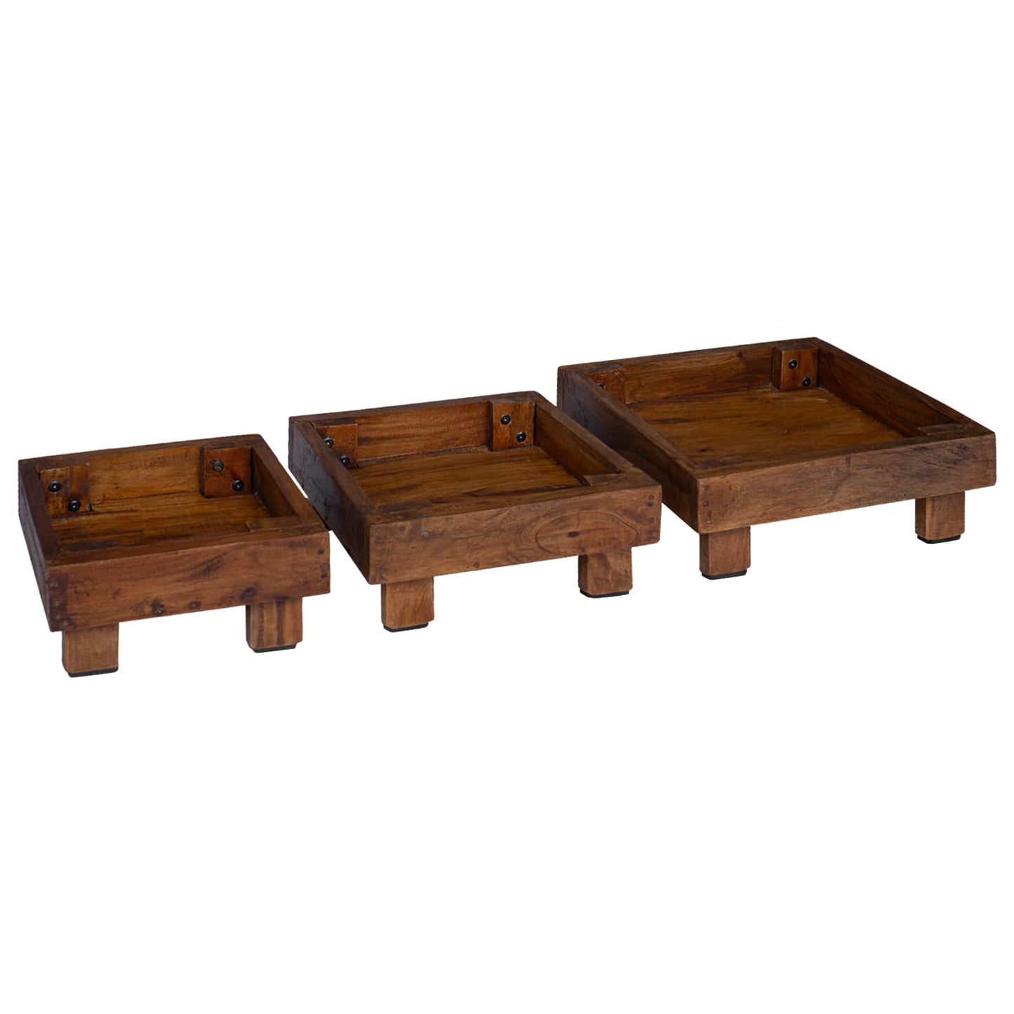 Augalų stovas 3 pcs Ruda Mahogany Medis