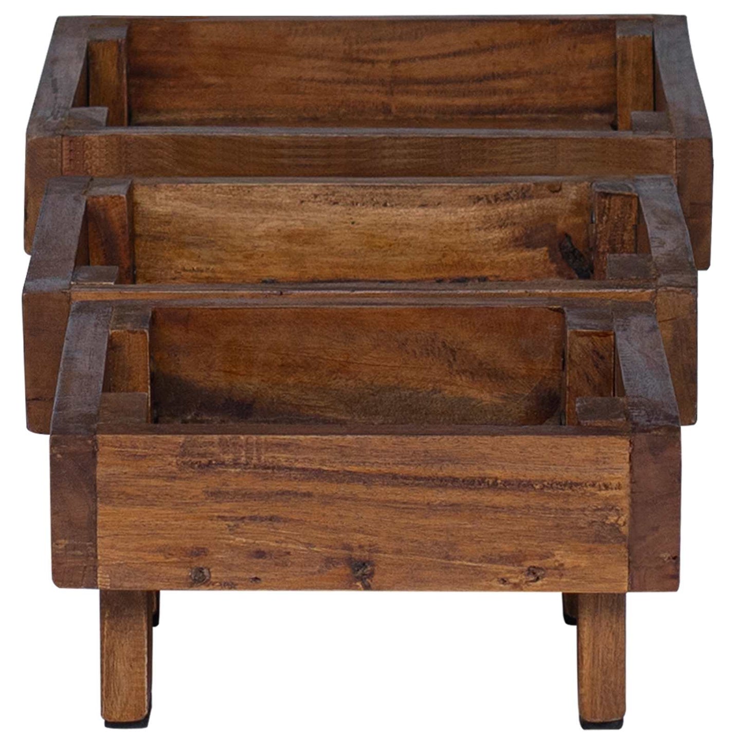 Augalų stovas 3 pcs Ruda Mahogany Medis