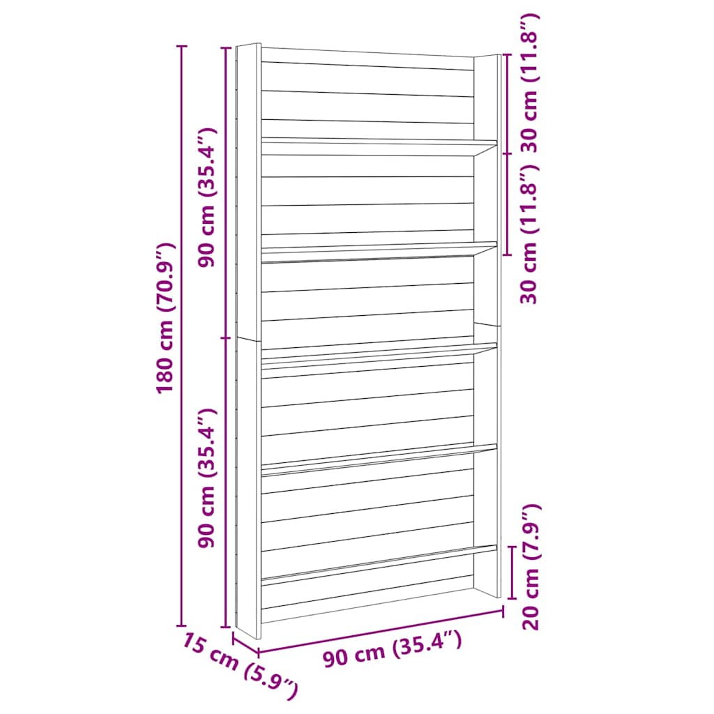 sodo augalų stovas 5 lygių 90x15.5x180 cm Impregnuota pušis