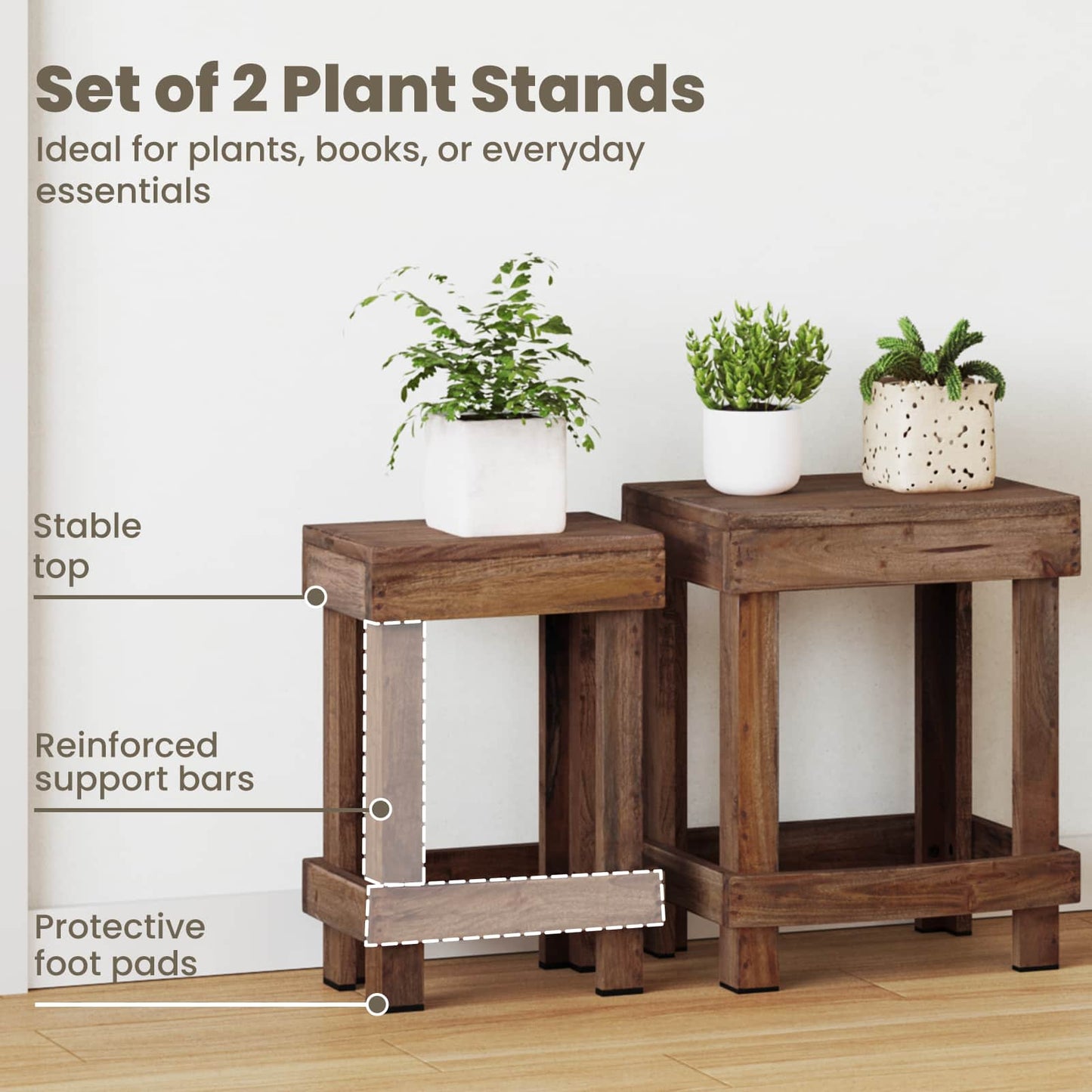 Augalų stovas 2 pcs Ruda 70 x 11 x 27 cm Mahogany Medis