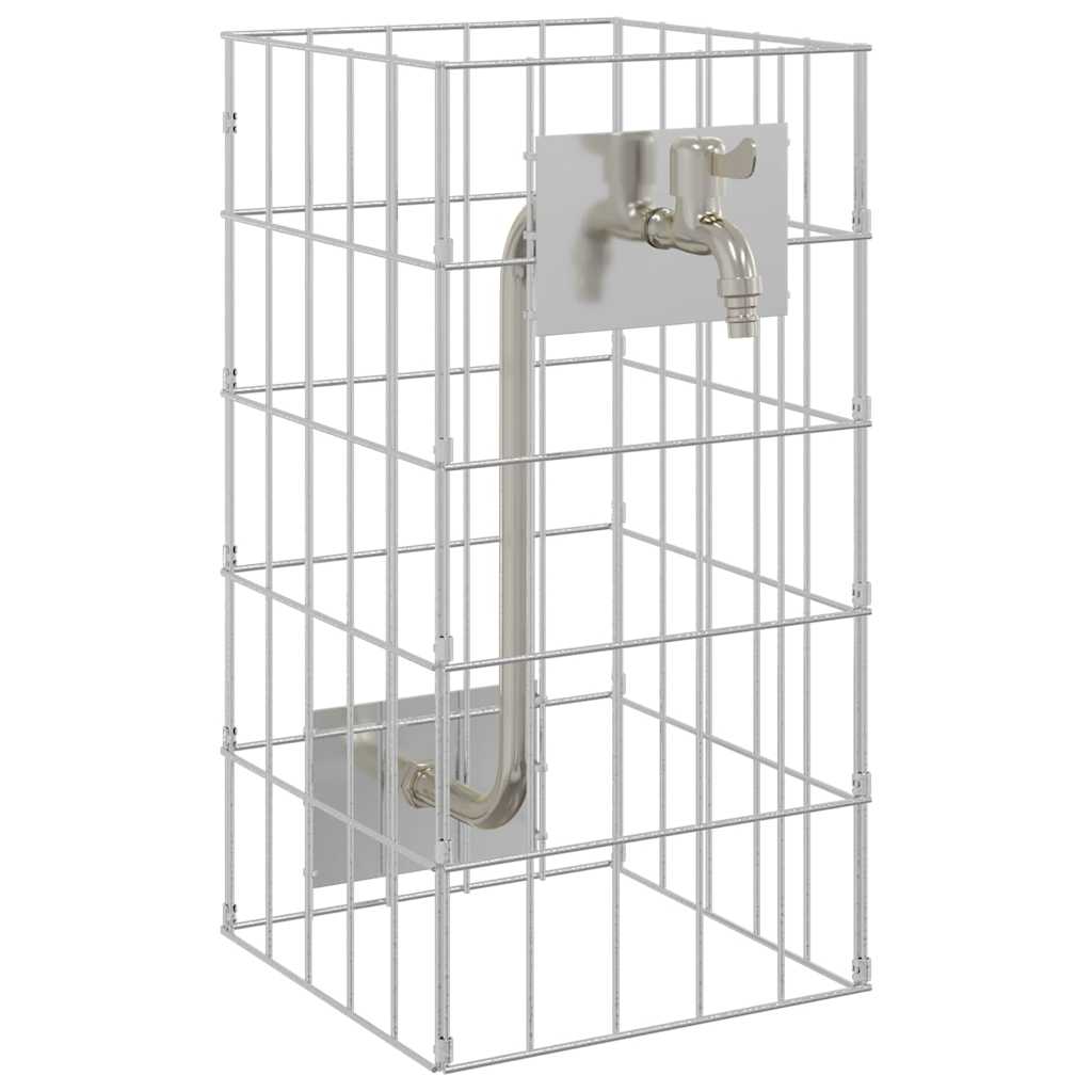 Gabiono kolonėlė su vandens čiaupu 50x25x25 cm 304 nerūdijantis plienas