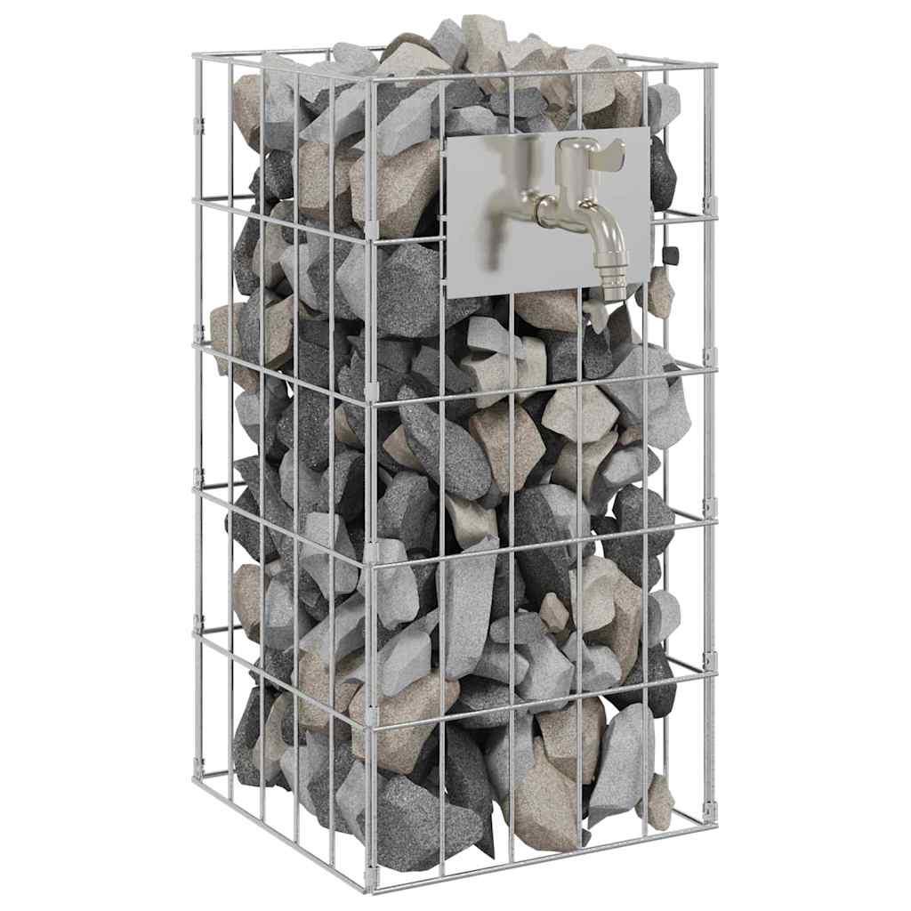 Gabiono kolonėlė su vandens čiaupu 50x25x25 cm 304 nerūdijantis plienas