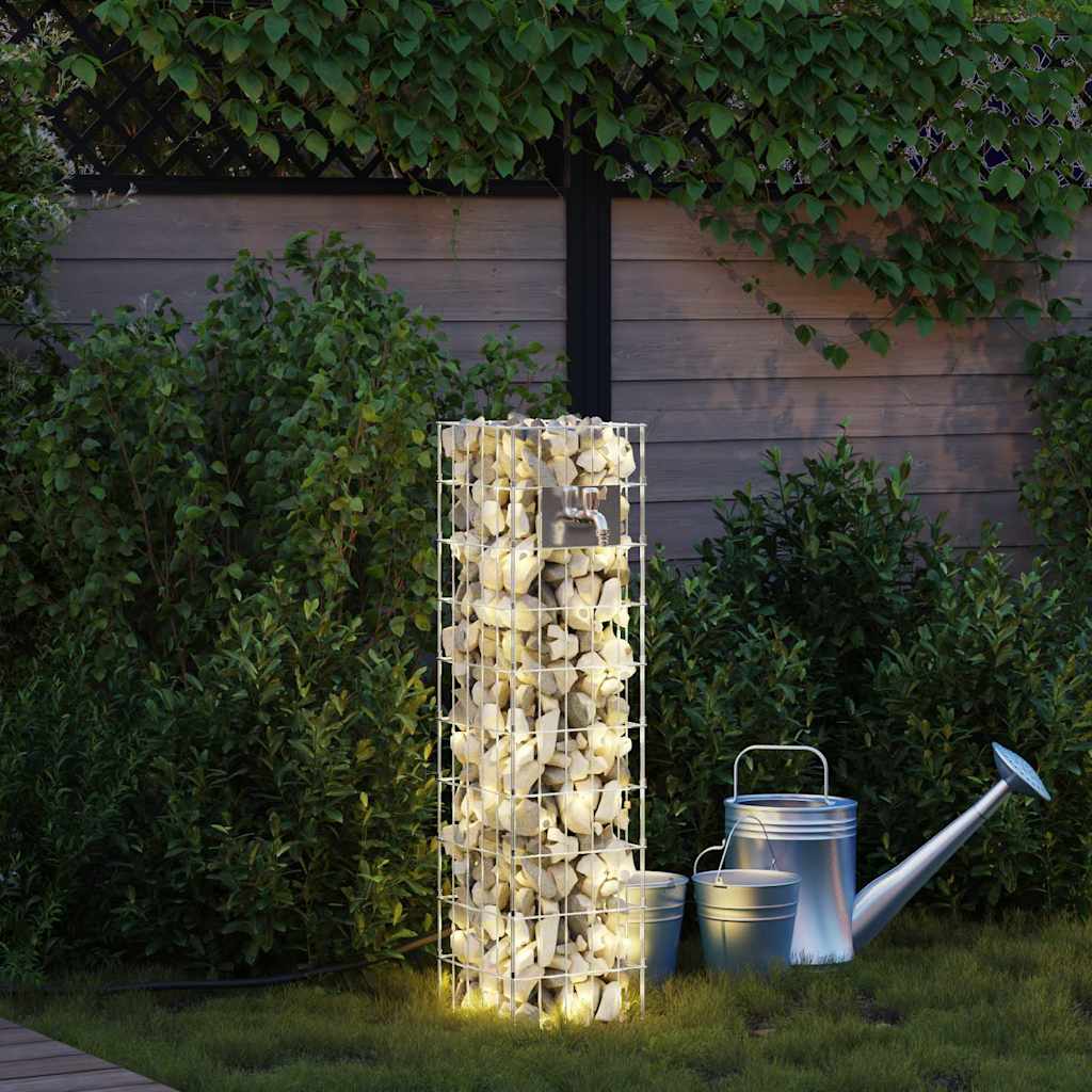 Gabiono stulpas su vandens čiaupu 100x25x25 cm 304 Nerūdijantis plienas