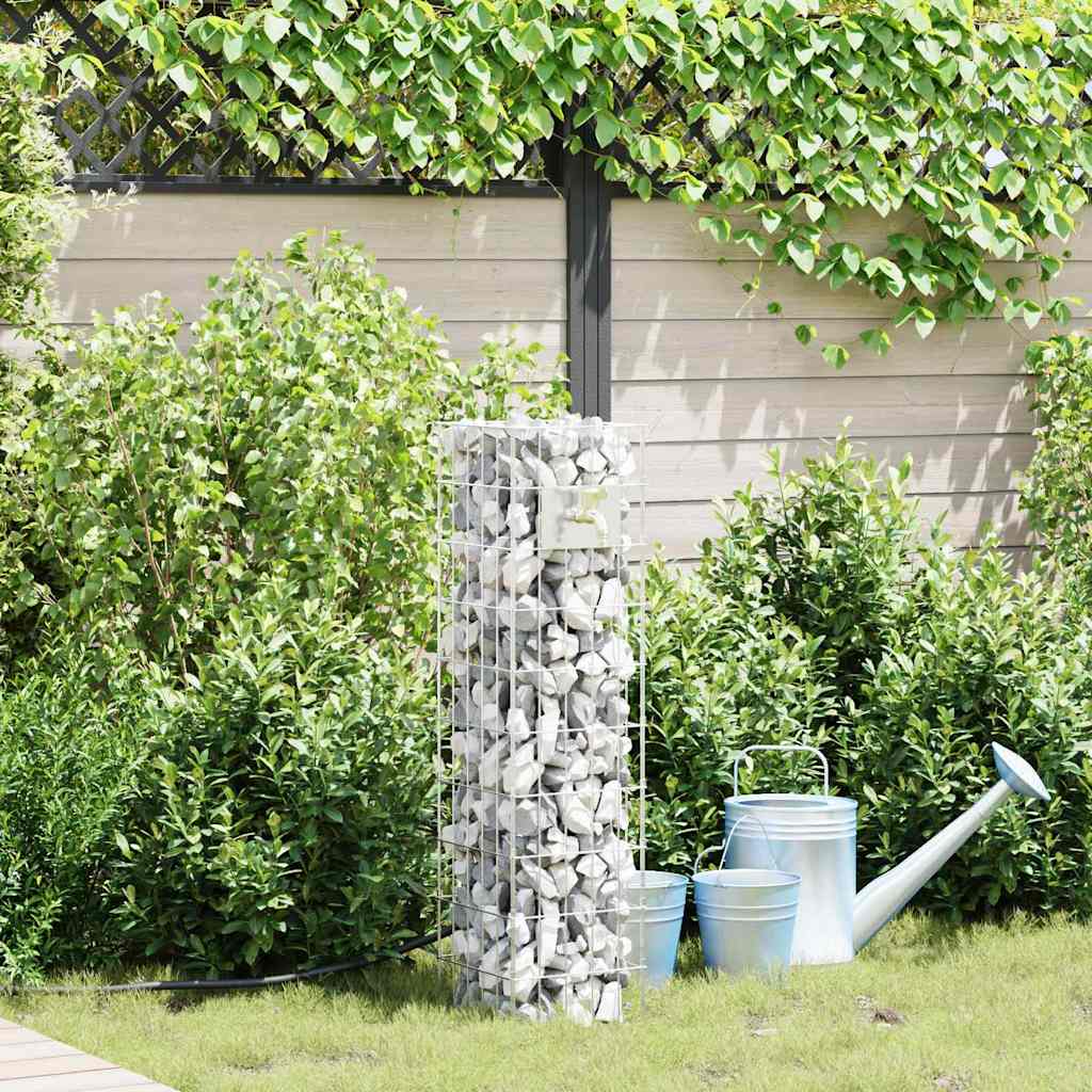 Gabiono stulpas su vandens čiaupu 100x25x25 cm 304 Nerūdijantis plienas